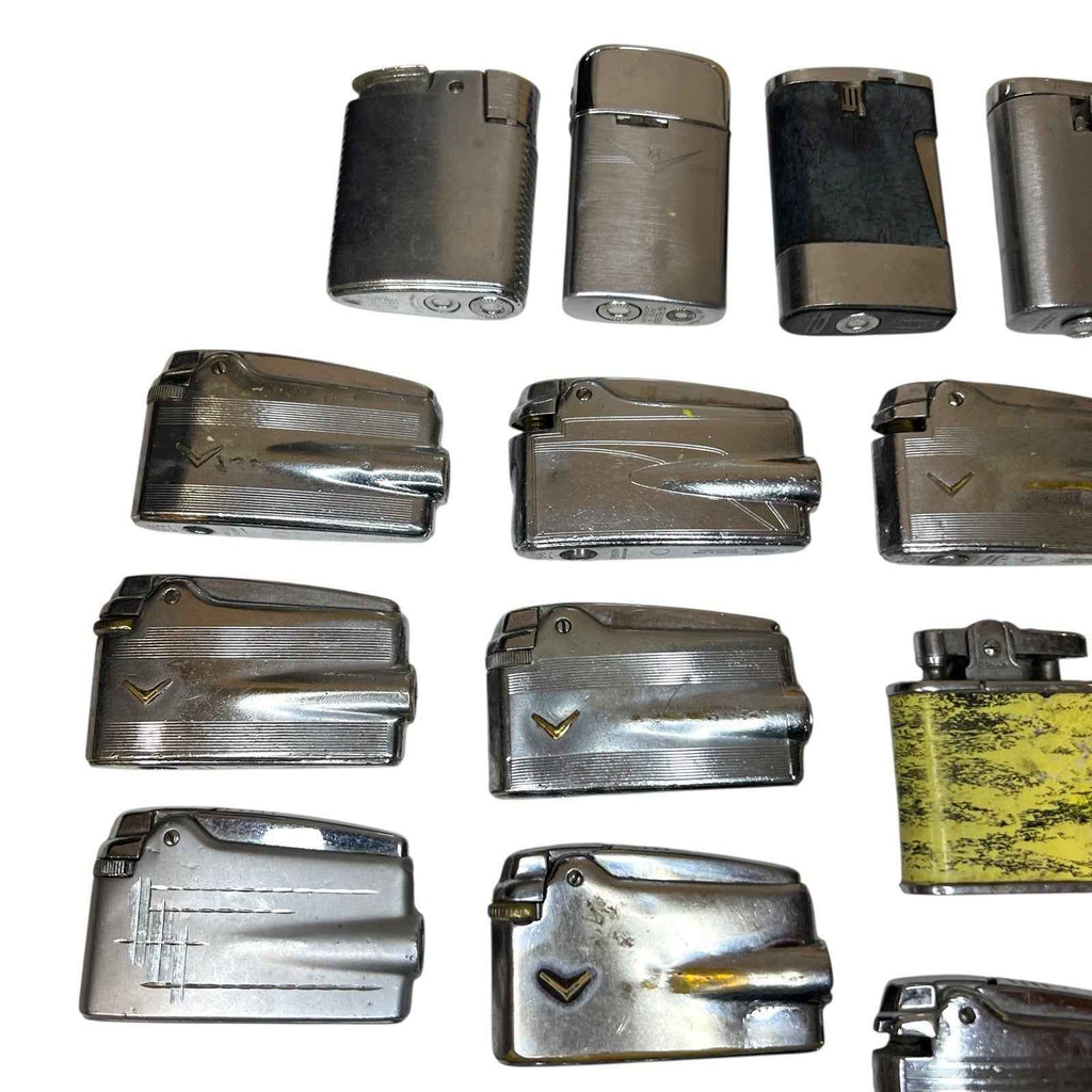 Bundle 37x Vintage Ronson Petrol Lighters Silver Tone - Varaflame Comet Some Box