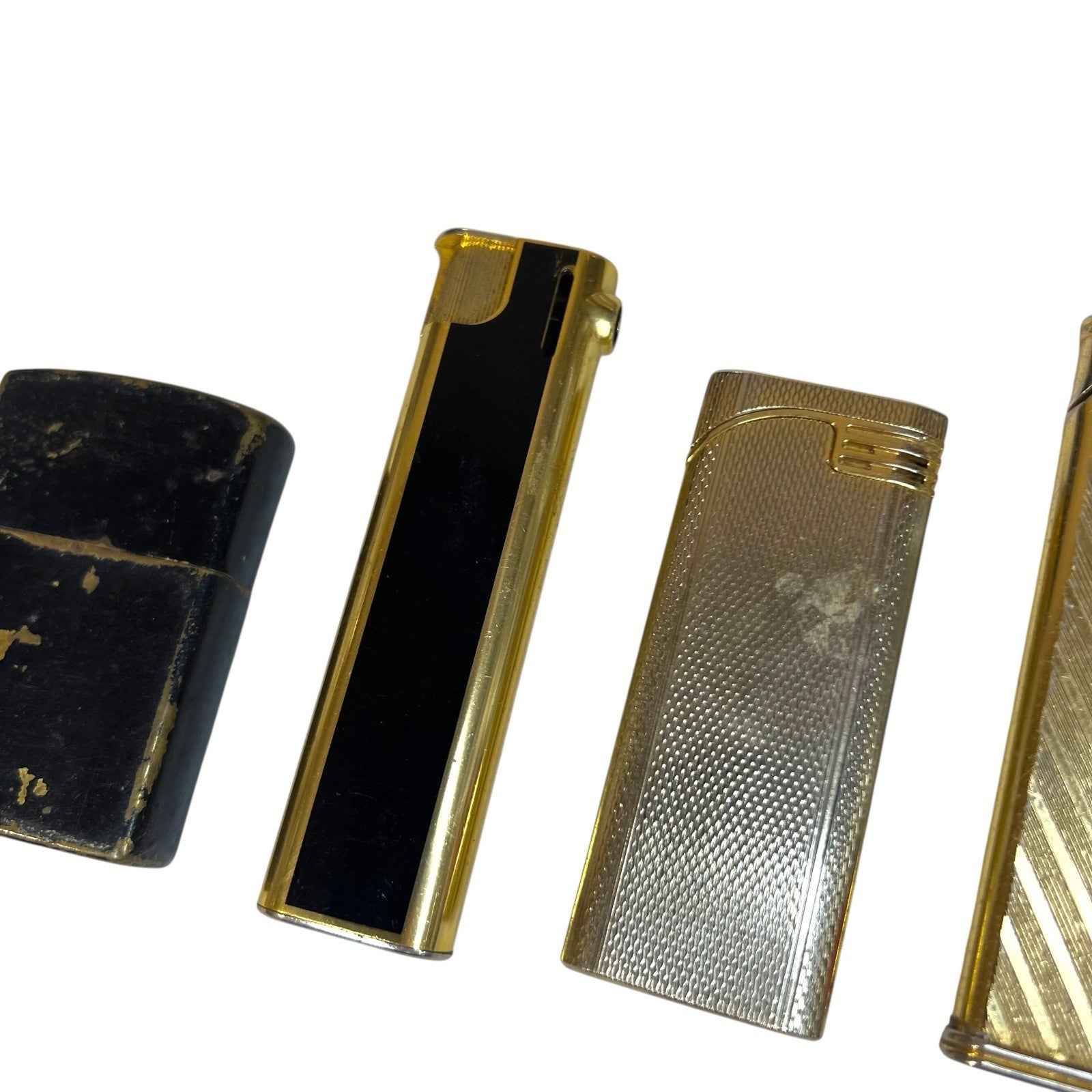 4x Vintage Mistral Lighters Job Lot Black Gold Tone Spares Repairs