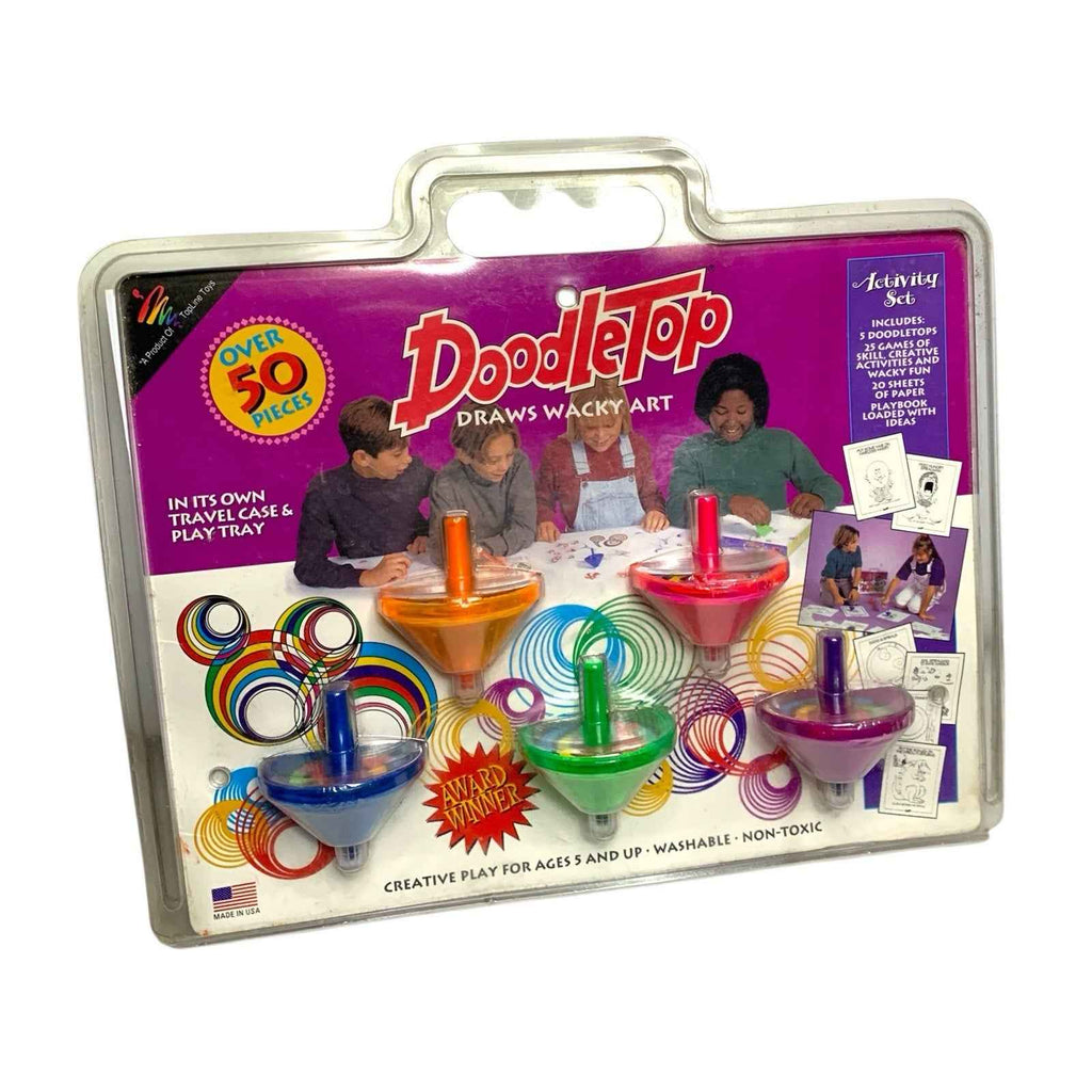 Vintage 1996 DoodleTop Activities Draws Whacky Art Set of 5 Tops