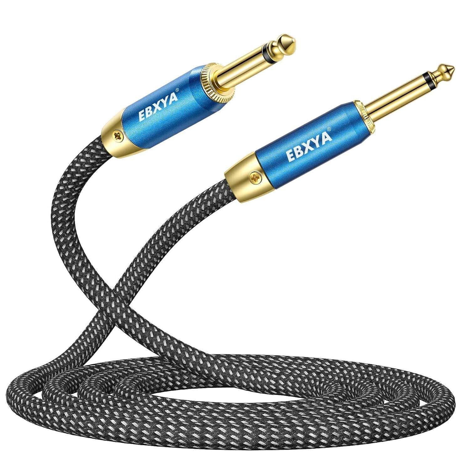 3M Guitar Cable 1/4" 6.35mm TRS Jack Instrument Lead Gold Braided Tweed Patch Cables & Leads by TheVoyageBird