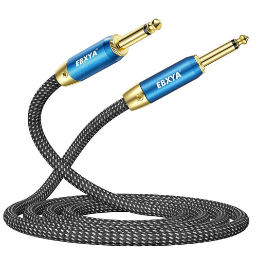 3M Guitar Cable 1/4" 6.35mm TRS Jack Instrument Lead Gold Braided Tweed Patch Cables & Leads by TheVoyageBird
