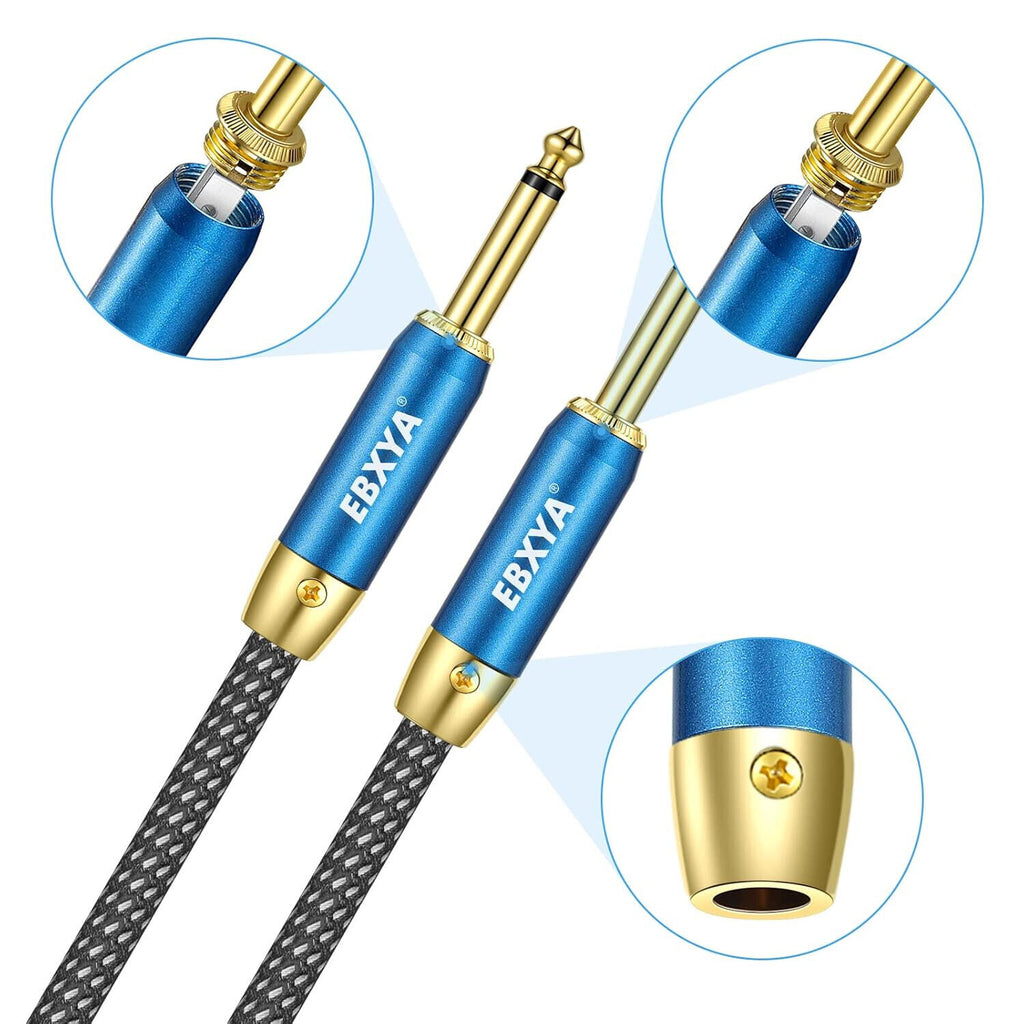 3M Guitar Cable 1/4" 6.35mm TRS Jack Instrument Lead Gold Braided Tweed Patch Cables & Leads by TheVoyageBird