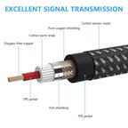 3M Guitar Cable 1/4" 6.35mm TRS Jack Instrument Lead Gold Braided Tweed Patch Cables & Leads by TheVoyageBird