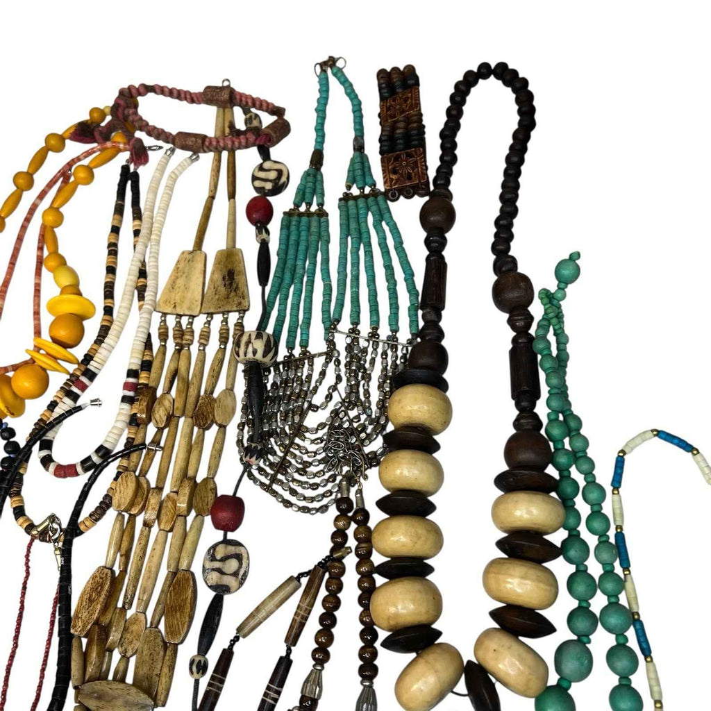 Vintage 1kg African Tribal Jewellery Bundle Carved Bovine Bone Necklaces