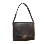 Vintage 1950s Brown Leather Shoulder Bag Brass Frame Purse Compartment