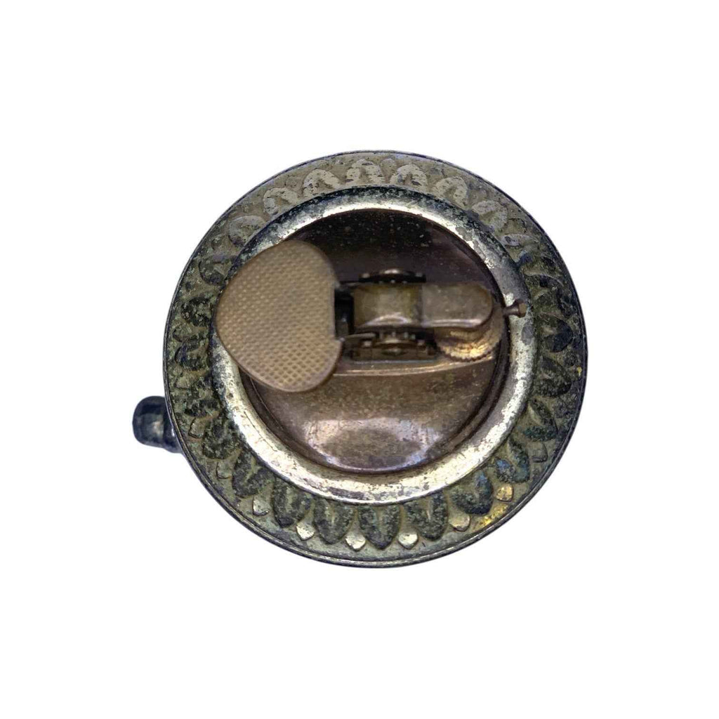 Rare Vintage Japanese Brass Lion Table Lighter Turquoise & Gold Mid Century