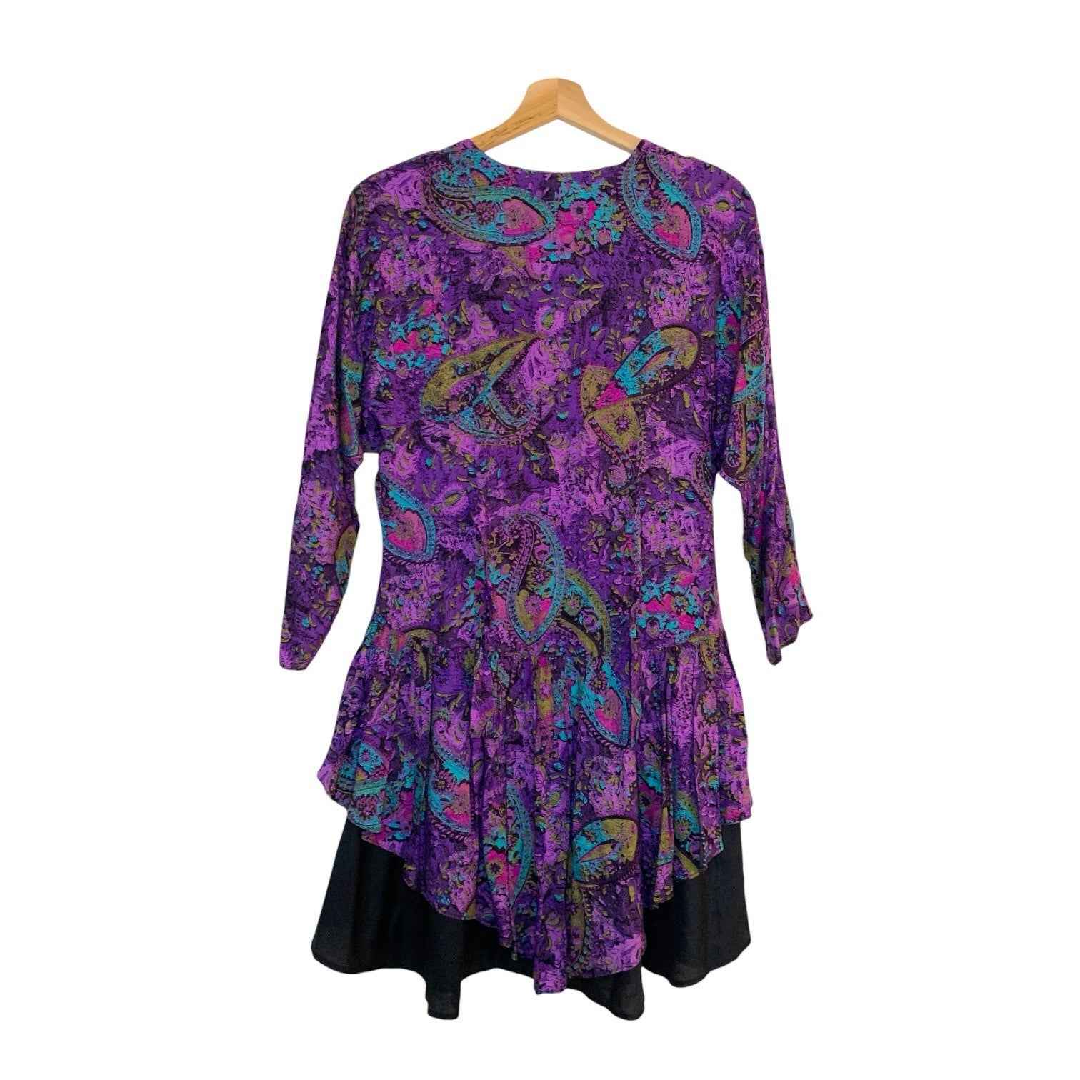 Vintage Topshop 3/4 Arms Short Dress Purple Size 12