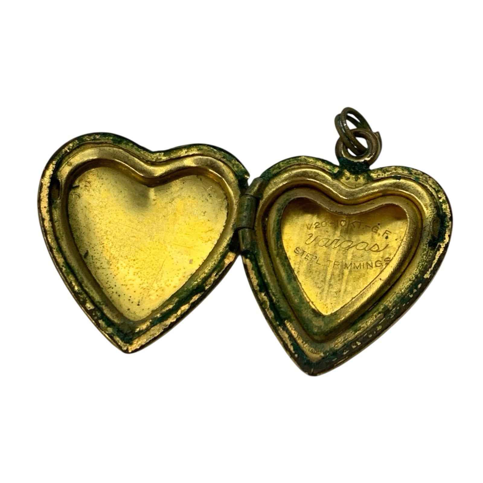 Vintage Vargas 5% 1/20th 10KT Gold Filled Heart Shaped Locket Engraved Pendant