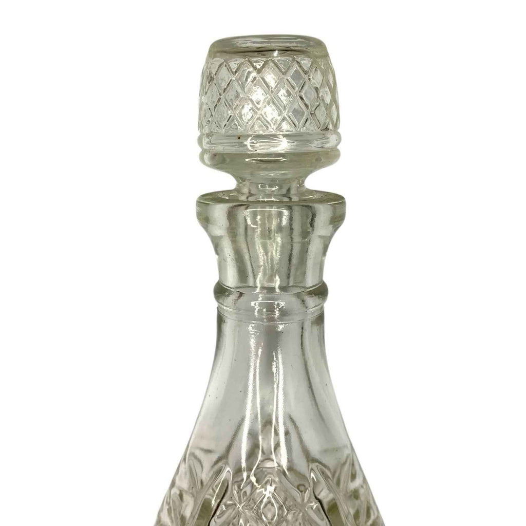 Vintage Cut Glass Decanter with Stopper Diamond Pattern 1960s