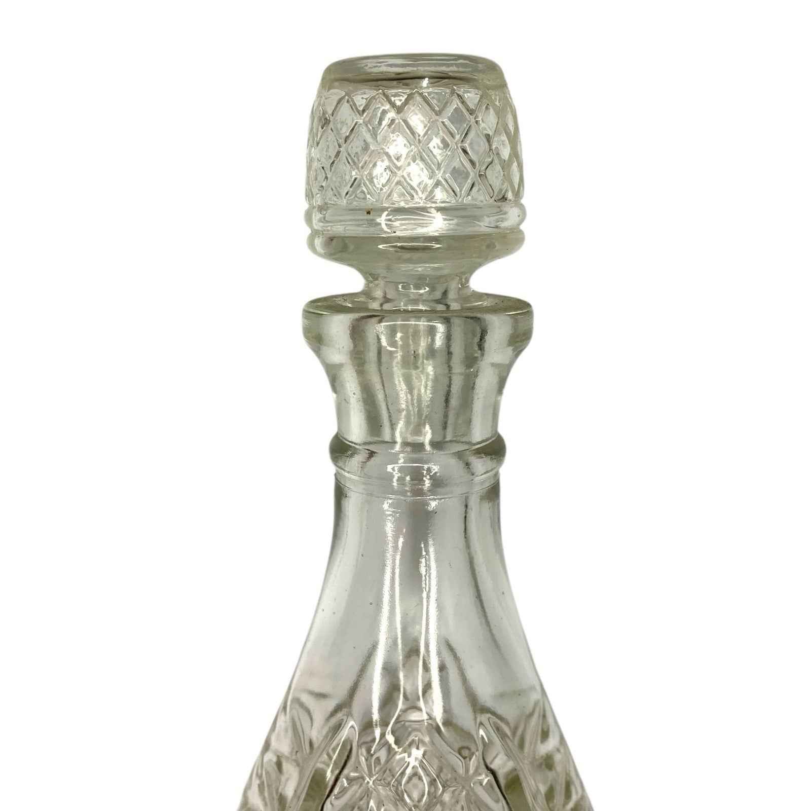 Vintage Cut Glass Decanter with Stopper Diamond Pattern 1960s