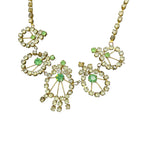 Vintage Uranium Glass Victorian Style Bib Necklace 3 Stones Missing Small Stones