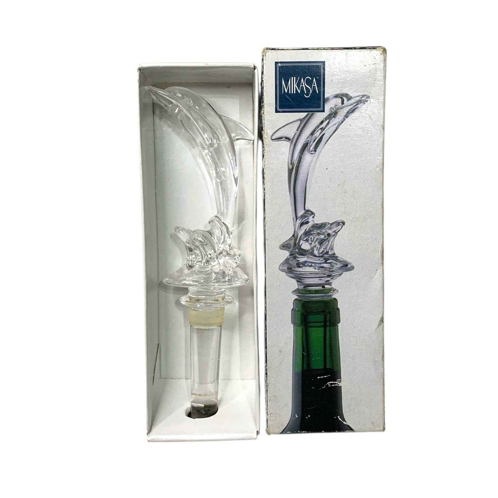 Vintage Mikasa Crystal Dolphin Decanter Perfume Bottle Stopper Boxed