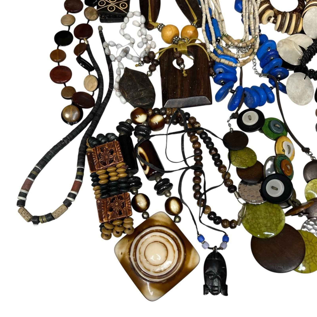 1kg Natural Ethnic Tribal Style Jewellery Bundle Mixed Lot Wood Bovine Bone