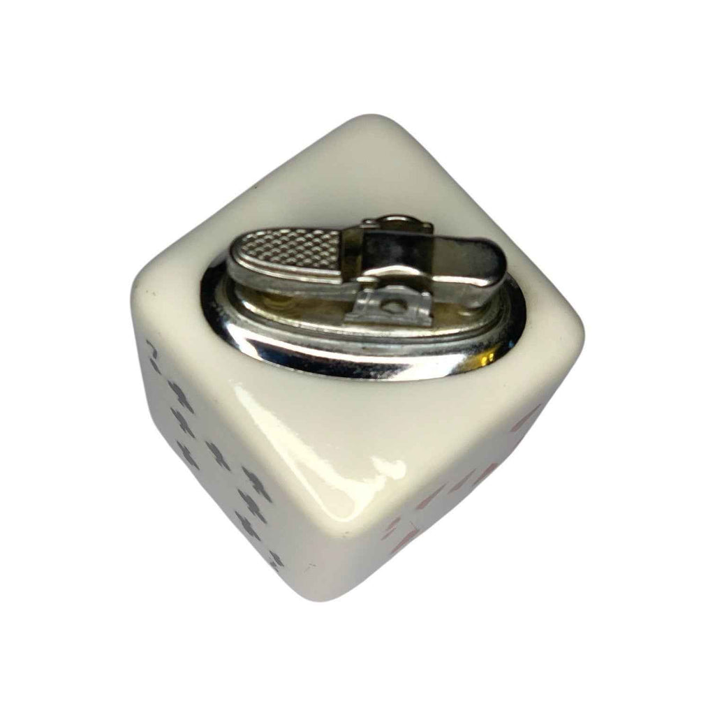 1960s Poker Playing Cards Ceramic Cube Table Lighter Mid Century Modern