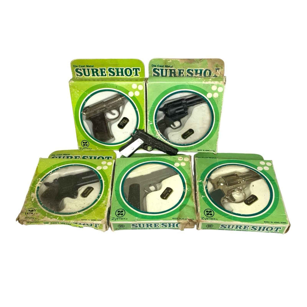 Vintage Bundle 6x Sure Shot Die Cast Mini Cap Gun by Zylmex 5 Boxed