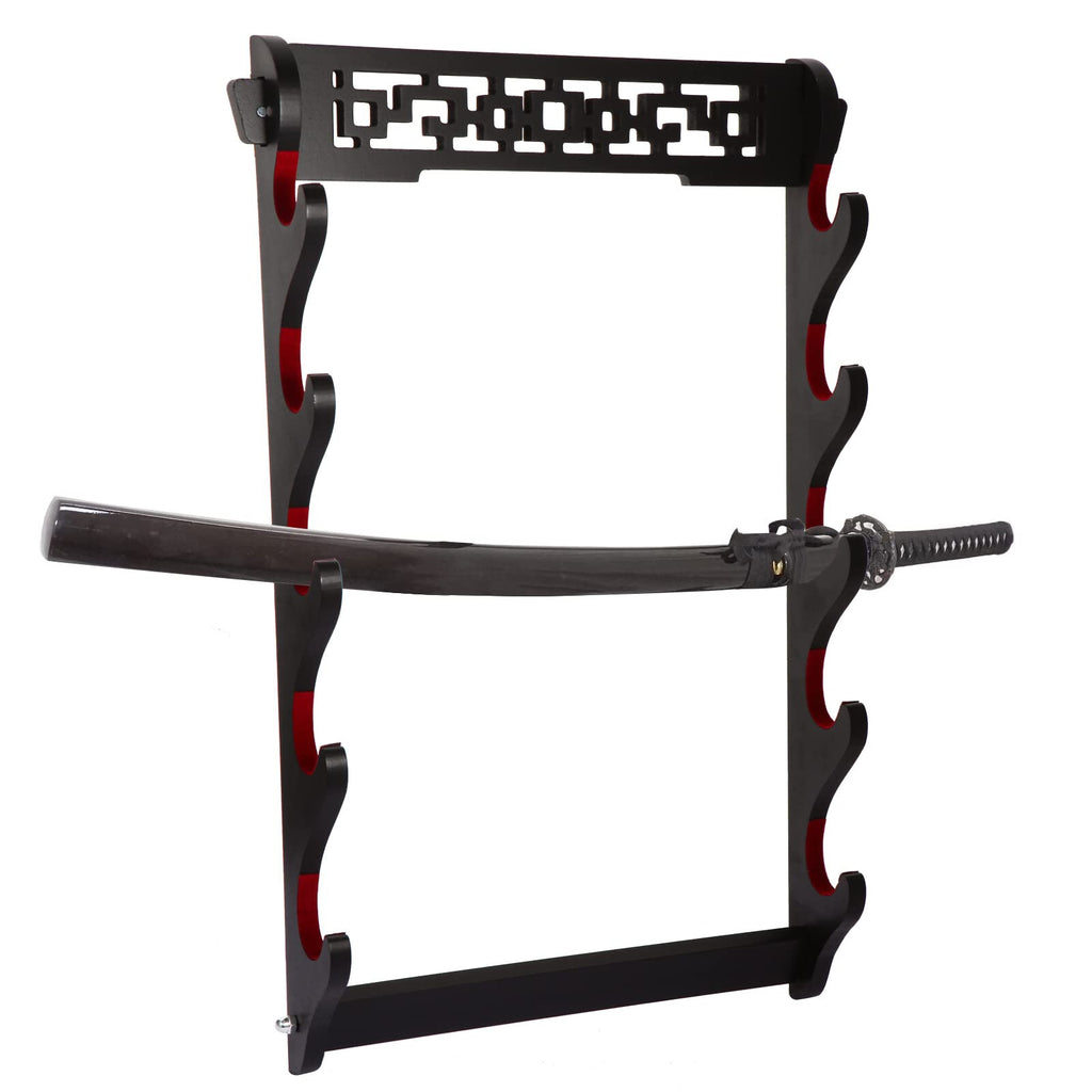 Wall Mount Samurai Sword Stand Holder Katana Bracket Rack Dragon Pattern 1-6Tier
