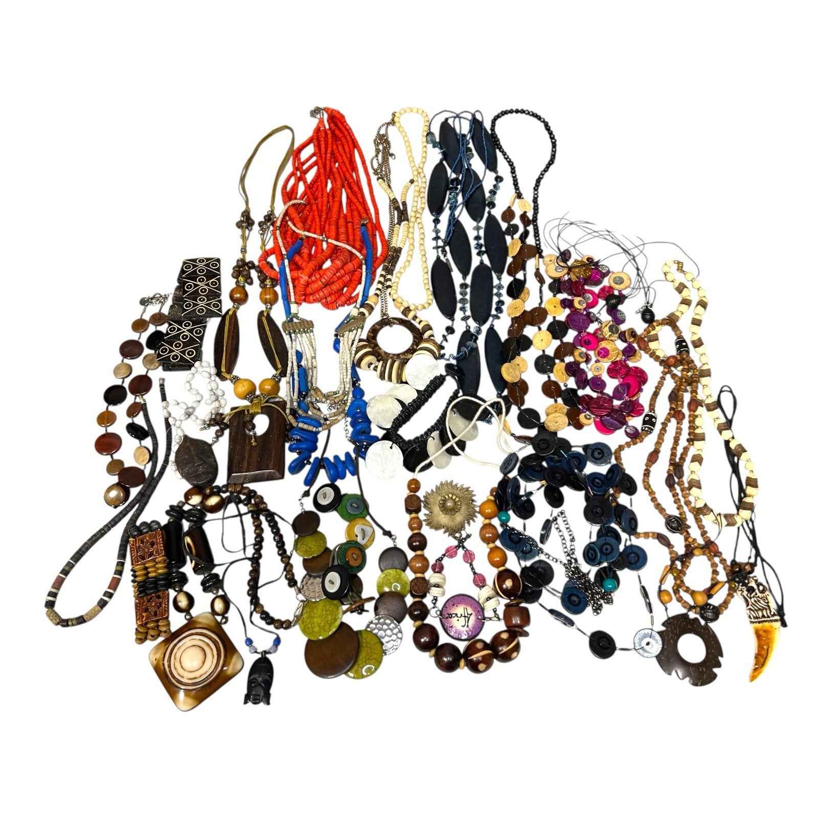 1kg Natural Ethnic Tribal Style Jewellery Bundle Mixed Lot Wood Bovine Bone