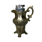 Vintage Japan Pewter Style Table Lighter Vase Pitcher Vine Detail 1960s 70