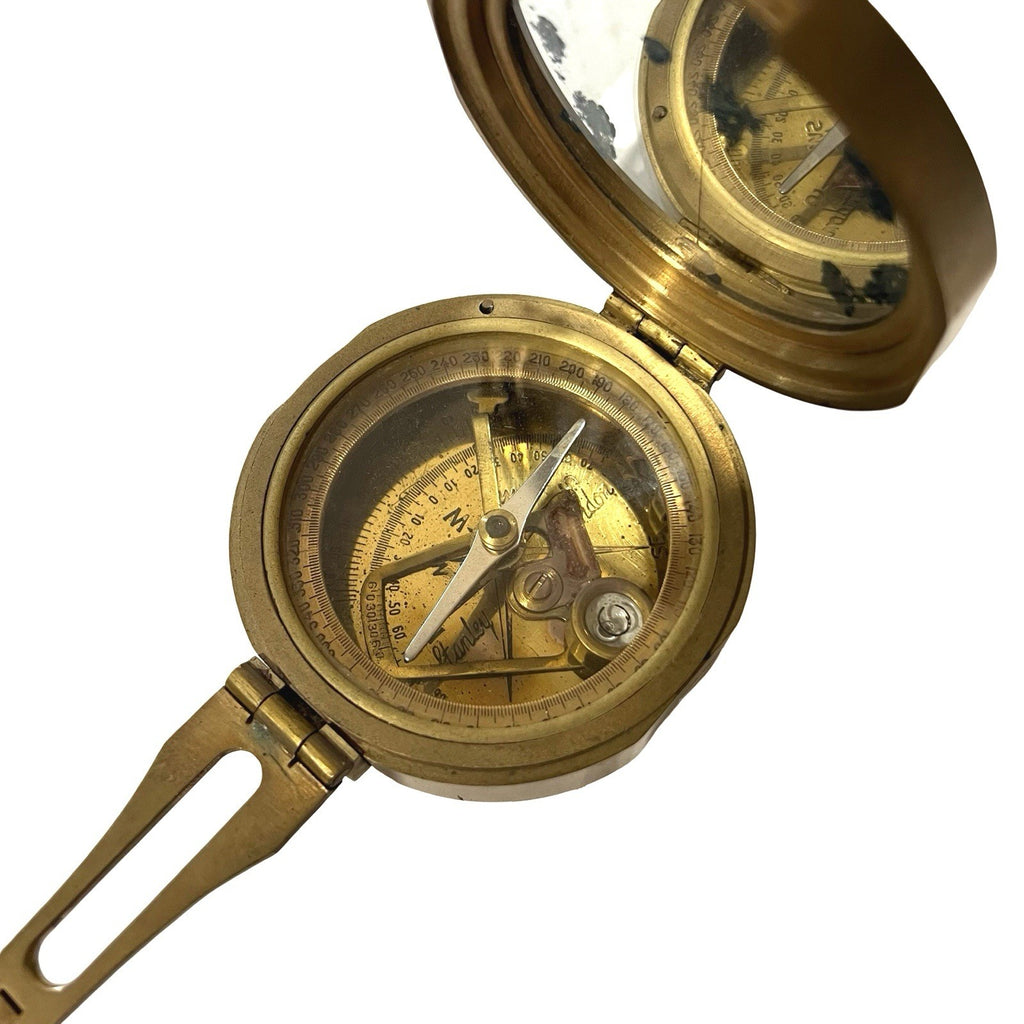 Stanley London Natural Sine Brass Pocket Transit Compass Brunton Style