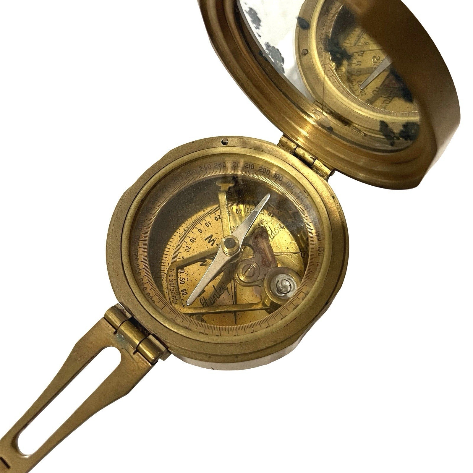 Stanley London Natural Sine Brass Pocket Transit Compass Brunton Style