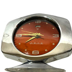 Vintage Shanghai China Alarm Clock Orange Dial Space Age Retro Wind Up Clock