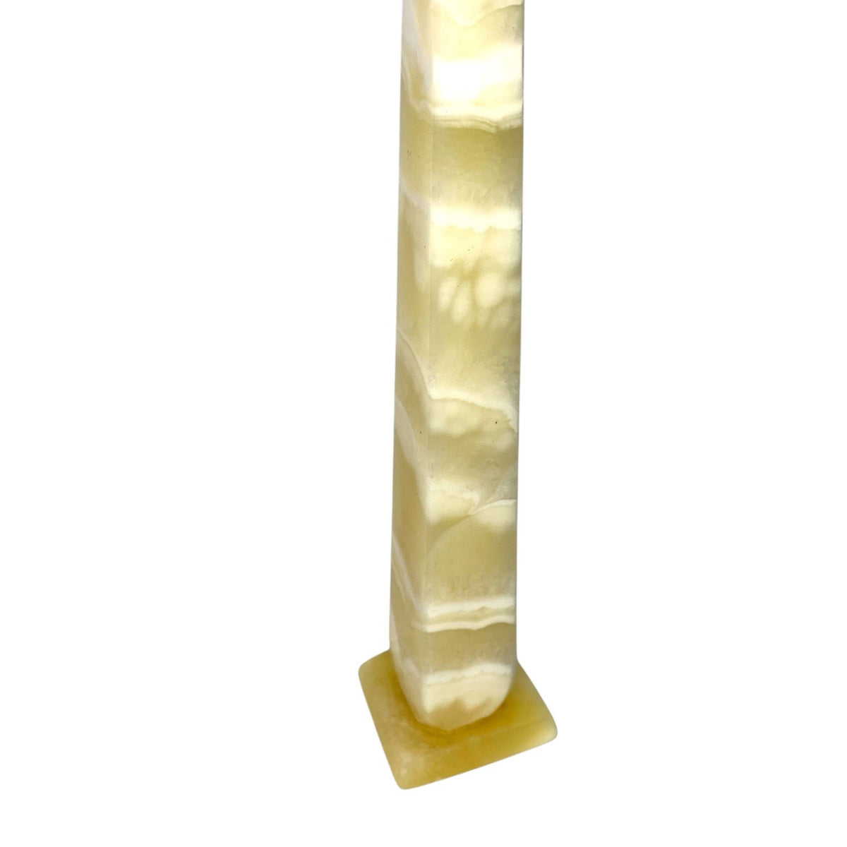 Vintage Collectable Banded Onyx Obelisk Sculpture Polished Stone Tower Desk Gift