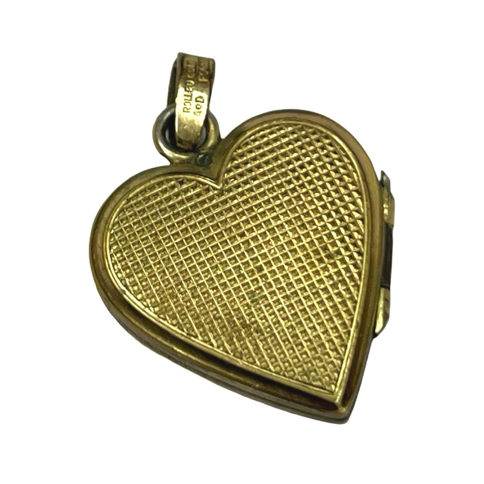 Vintage 1/20 12K Gold Filled Heart Locket Mother of Pearl Cross Pendant Charm