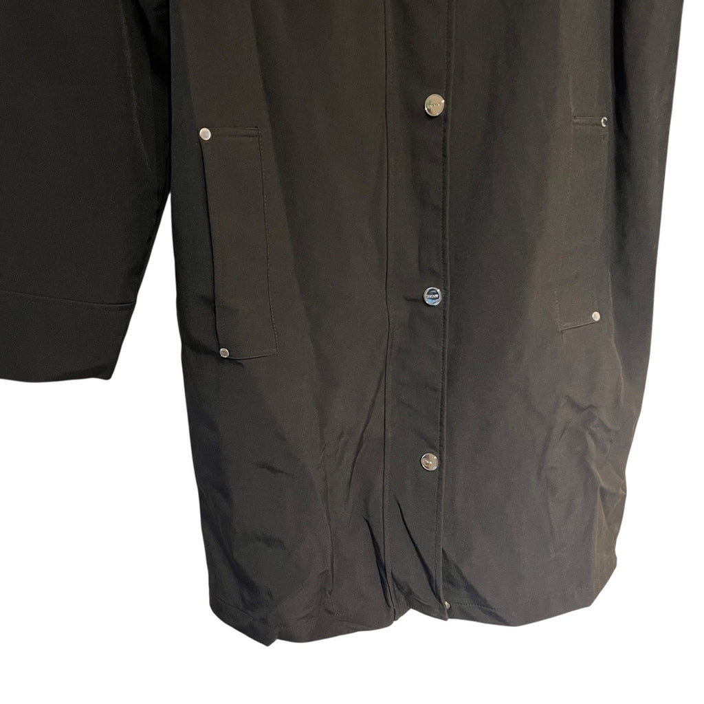 DKNY Women's Black Parka Jacket Coat Hooded Winter Warm Large Zip Slits BNWT