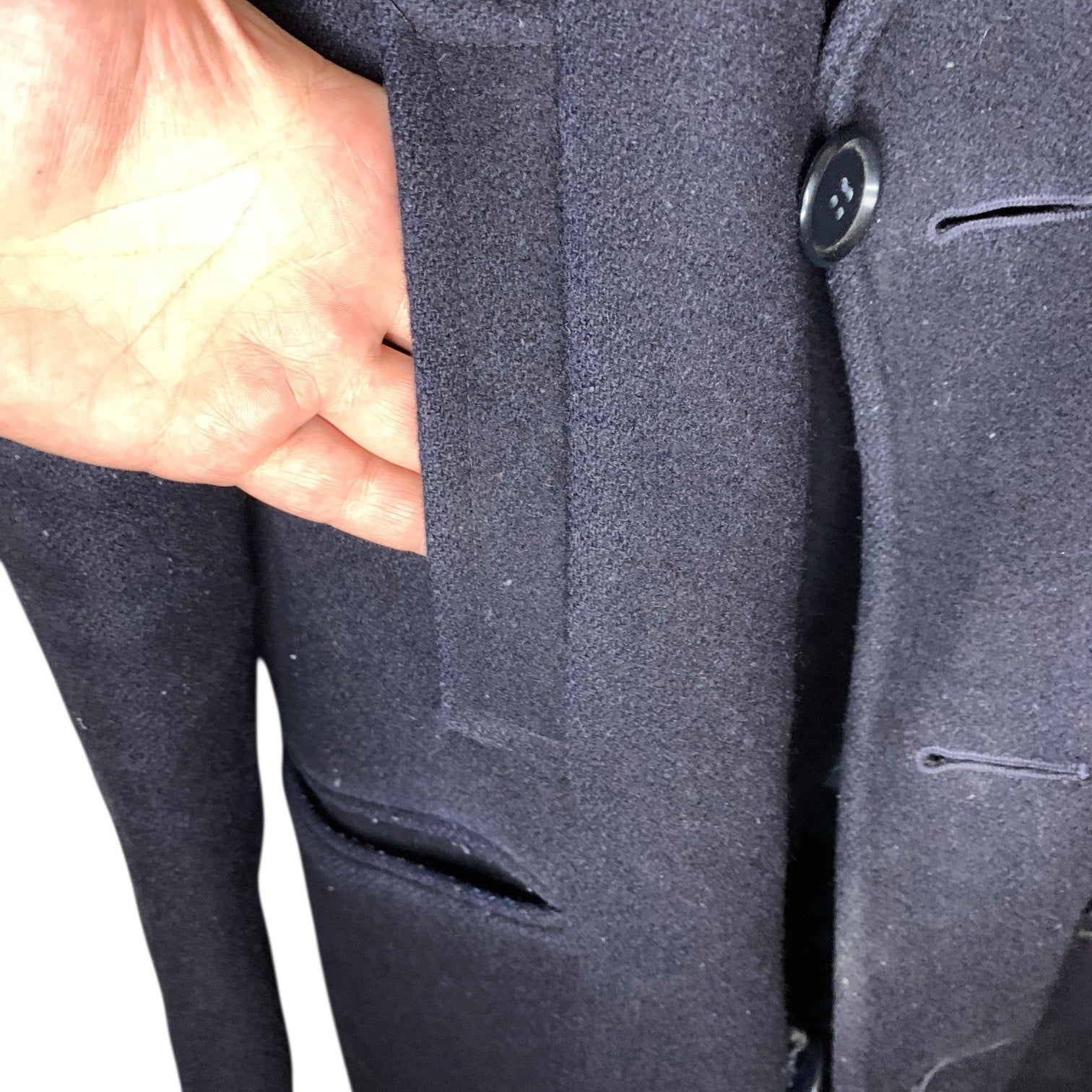 Vintage Kindler Navy Wool Overcoat Womens Size 16 Large Double Breasted England
