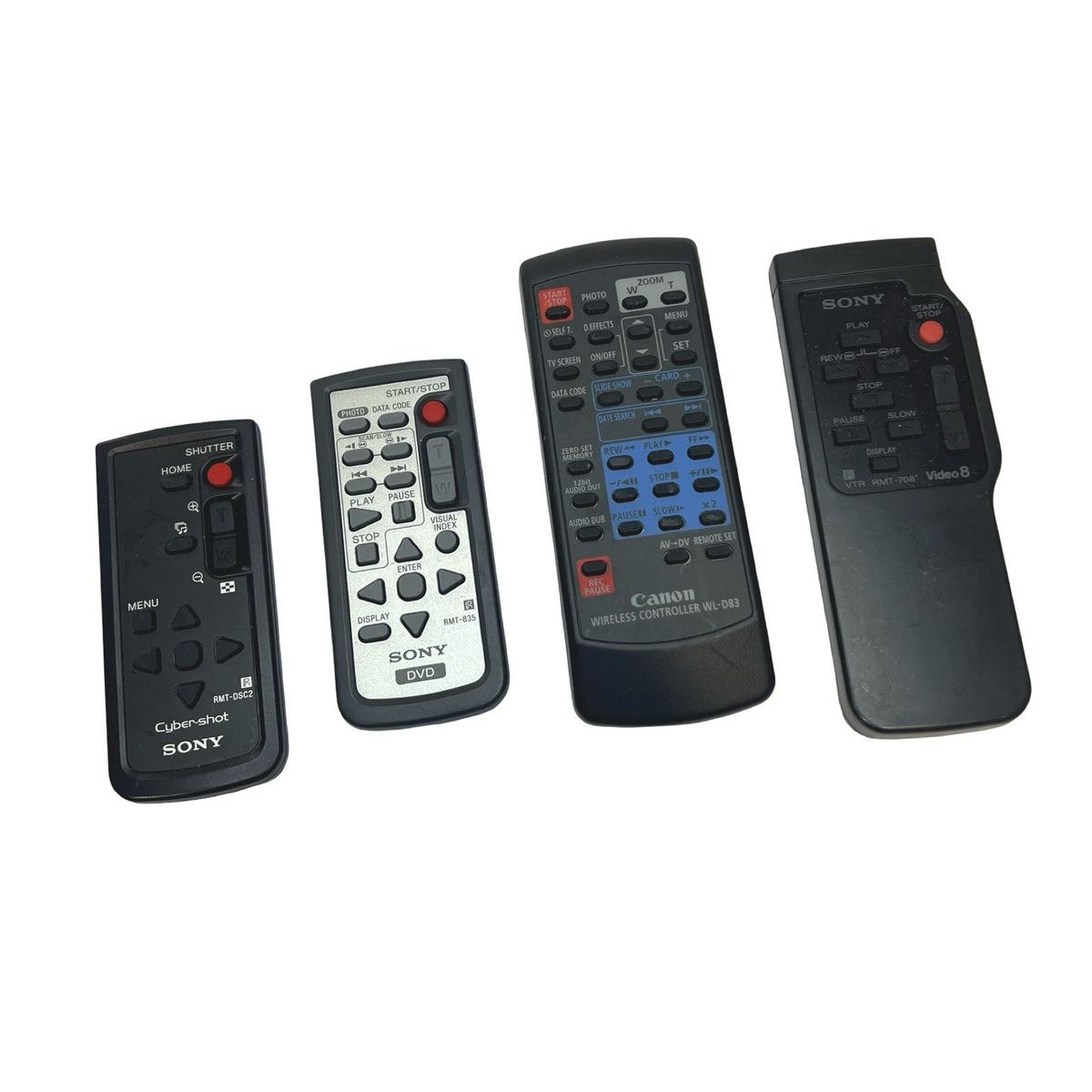 Job Lot 4x Sony Canon Camera Camcorder Remote Controls RMT-DSC2 RMT-708 RMT-835