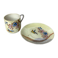 Vintage Japan Lustreware Teacup & Saucer Hand Painted Bird Floral Porcelain MCM