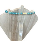 Vintage Marbled Green Glass Bead Necklace Chunky Graduated Statement Jewellery - detail view