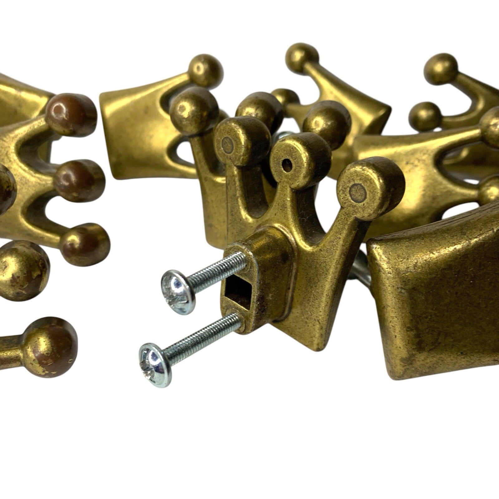 Set of 17 Crown Knobs Heavy Metal Ornate Drawer Handles Cupboard Cabinet Pulls