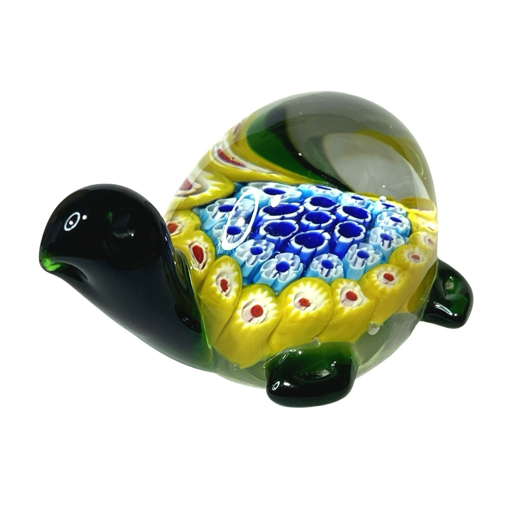 Vintage Murano Millefiori Art Glass Turtle Tortoise Paperweight Figurine
