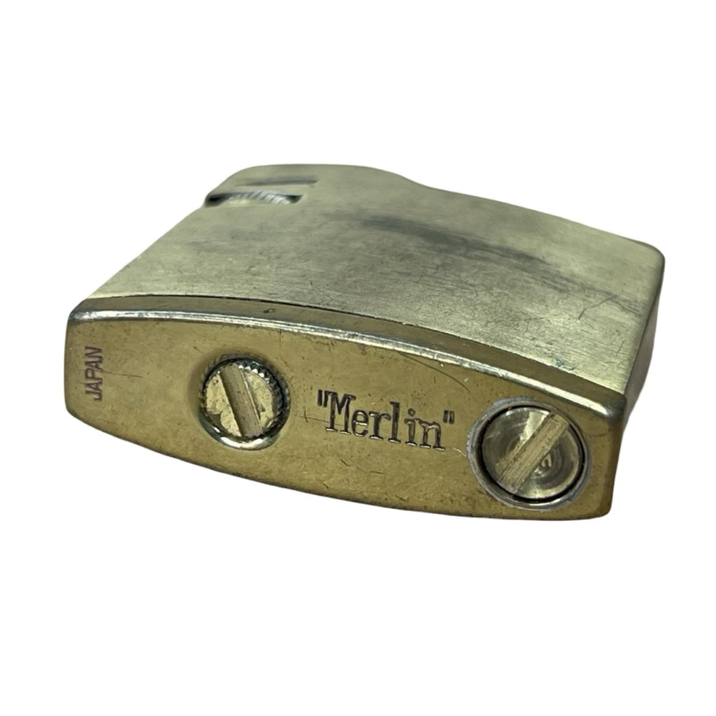 Vintage Merlin Japan Gas Lighter Gold Tone Automatic Pocket Lighter Untested