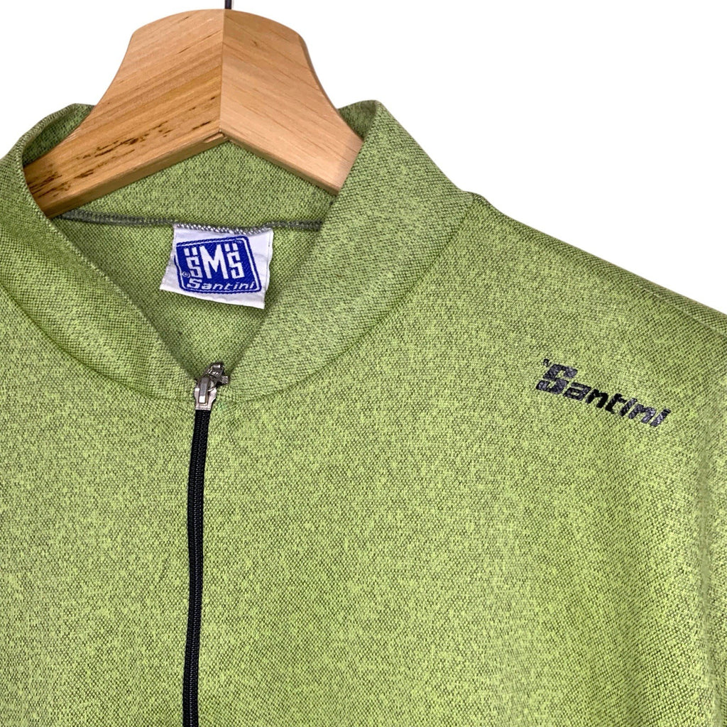 Vintage 80s SMS Santini Cycling Jersey Green Made In Italy XXXL Short Sleeve