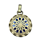 Vintage A Augis Virgin Mary Blue Enamel Gold Tone Catholic Pendant Medal
