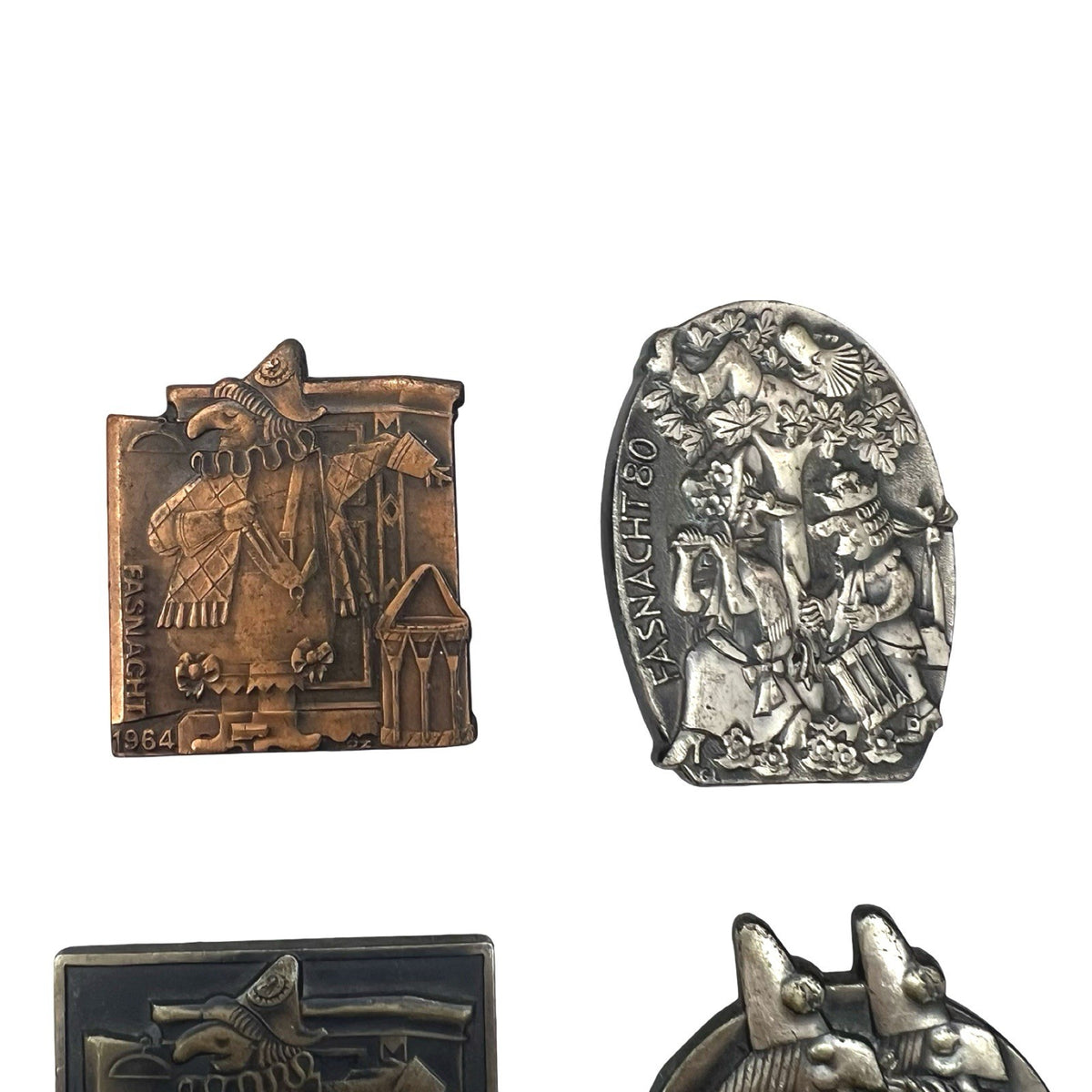 Job Lot 6 Vintage Swiss Fasnacht Basel Carnival Pin Badges Plaques 1964-2000