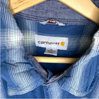 Carhartt Men’s Shirt XL Blue Plaid Button Up Relaxed Fit Workwear Long Sleeve