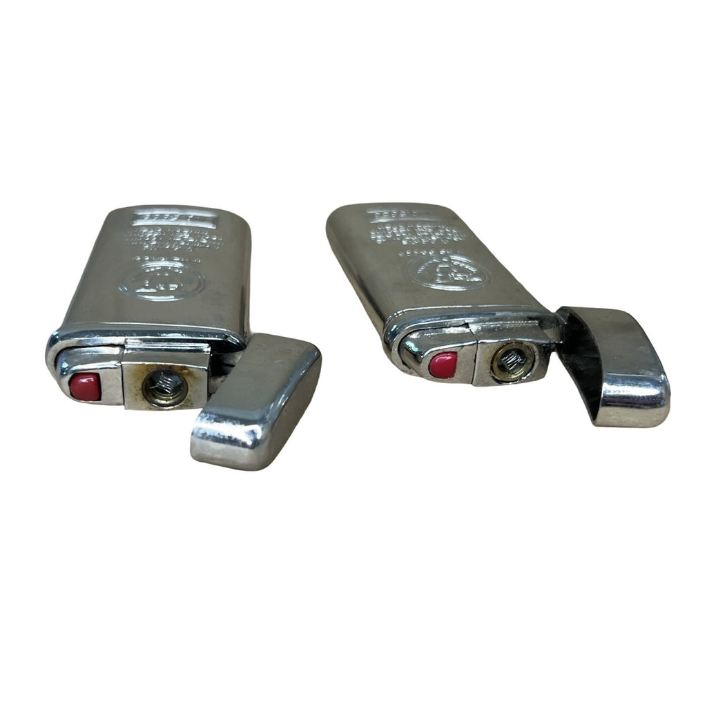 Pair Vintage Sang Xin 5888 5858 Eagle Windproof Butane Gas Lighters Pouch