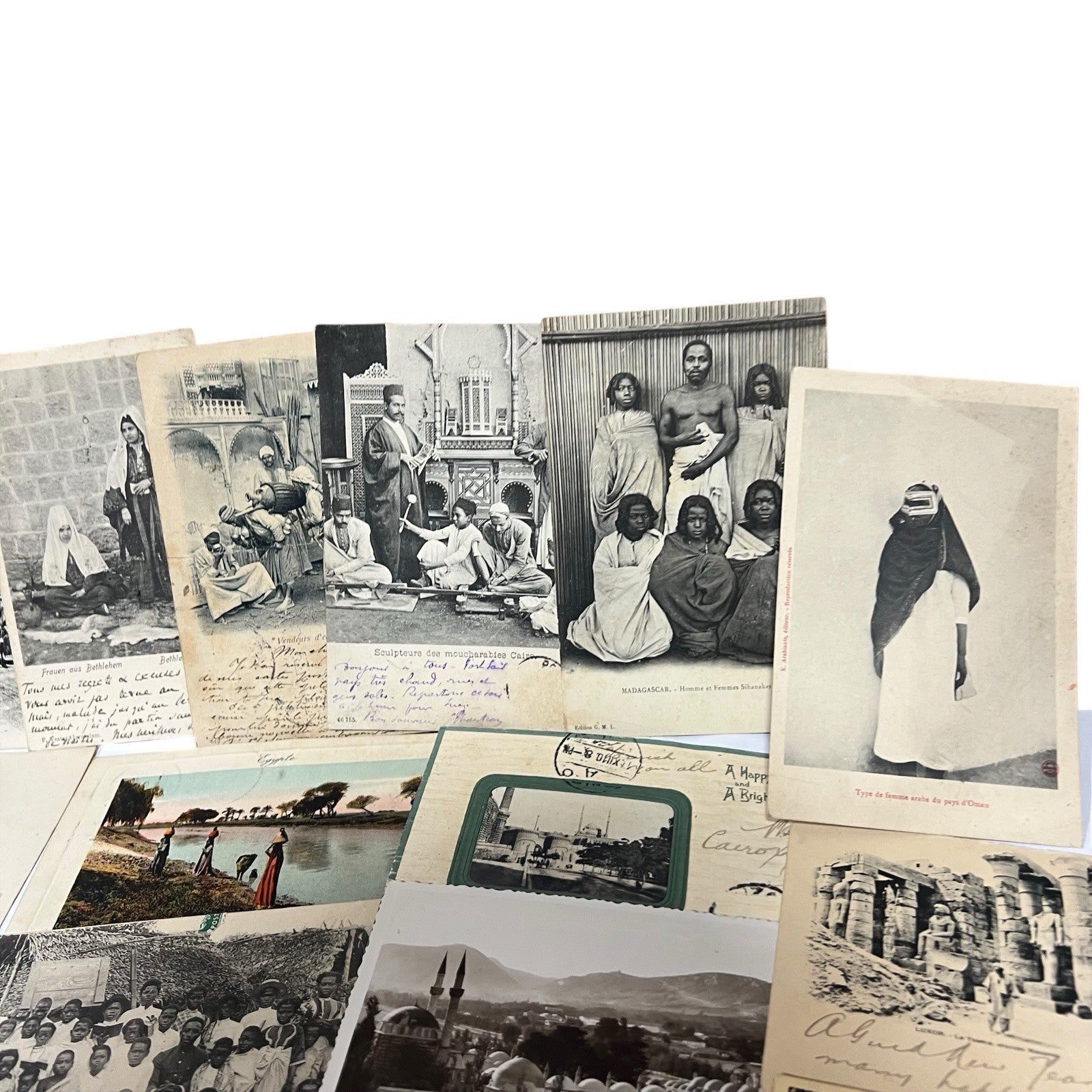 Antique Postcard Lot Egypt Jerusalem Bethlehem Madagascar Ethnographic Orient