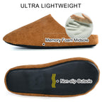 Women's Cozy Memory Foam Slippers Brown 5/6 UK 38/39 EU Lightweight Anti-Slip