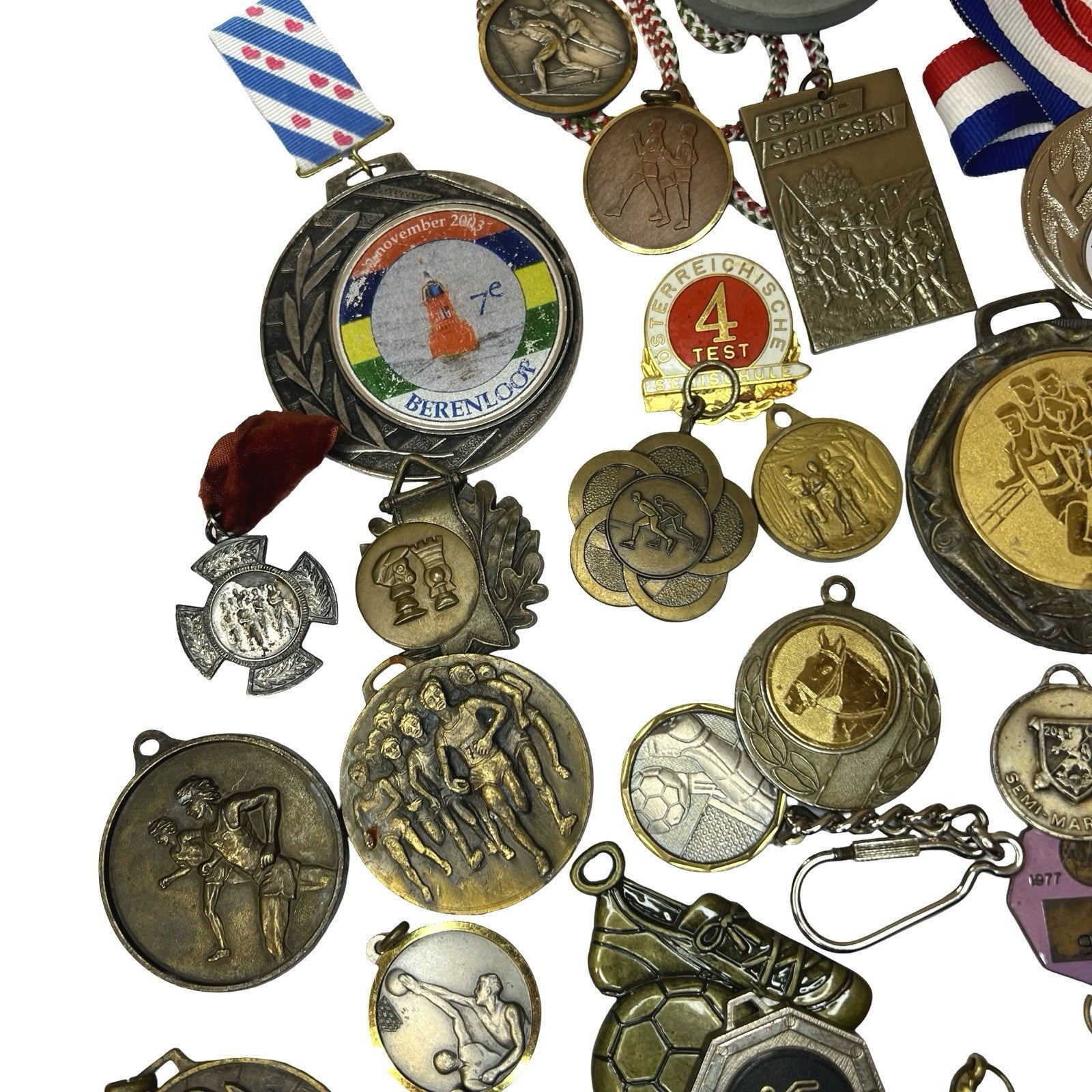 Vintage Sports Medals Job Lot Athletics Cycling Football Award Fobs European