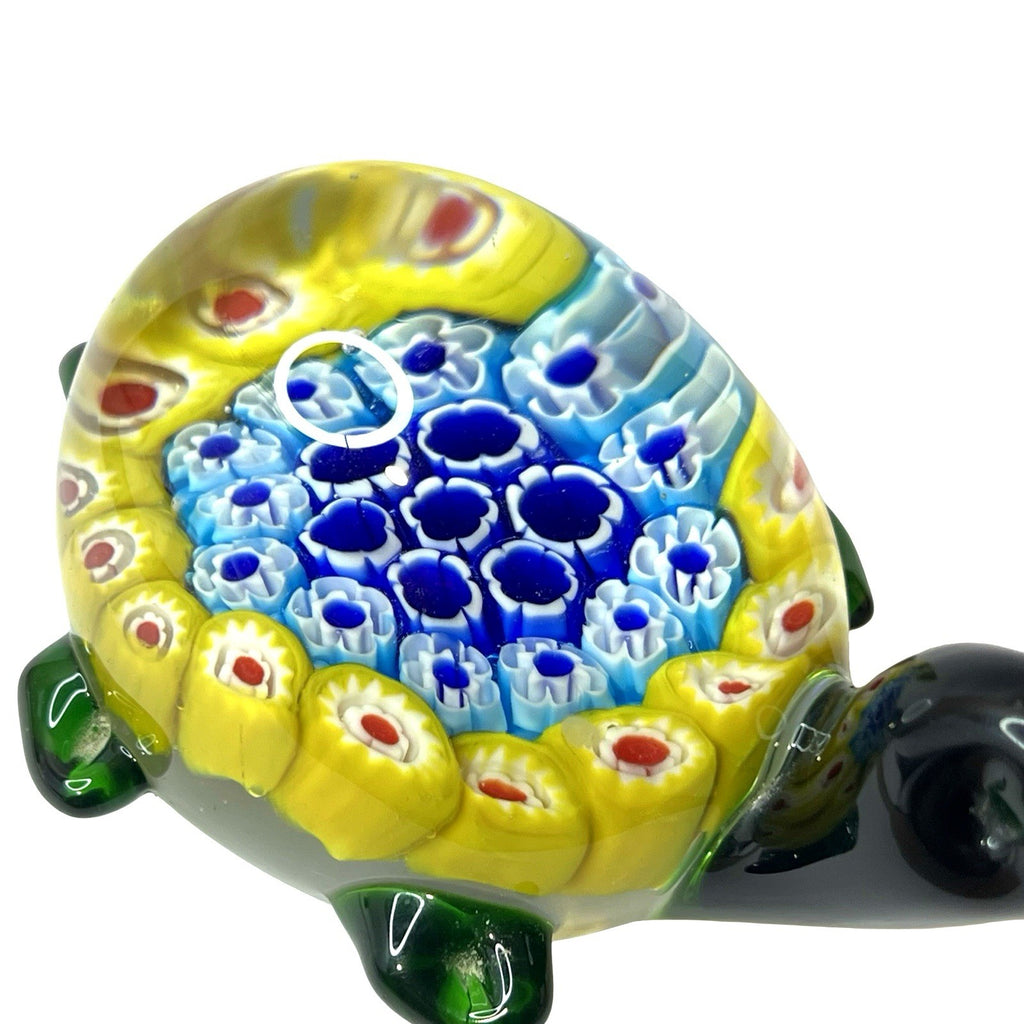Vintage Murano Millefiori Art Glass Turtle Tortoise Paperweight Figurine
