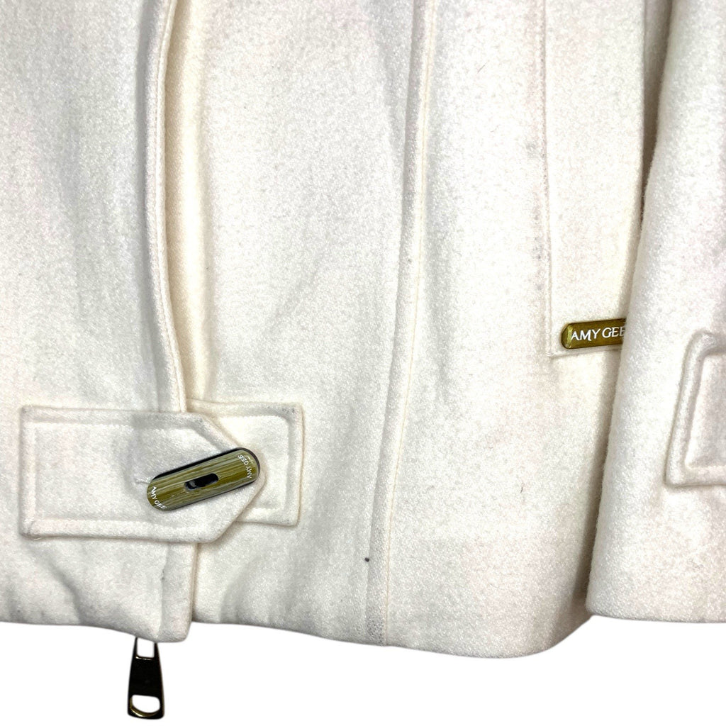 Amy Gee Ladies Duffel Coat Cream Beige Toggle Jacket Winter Warm Size 14 EU 42