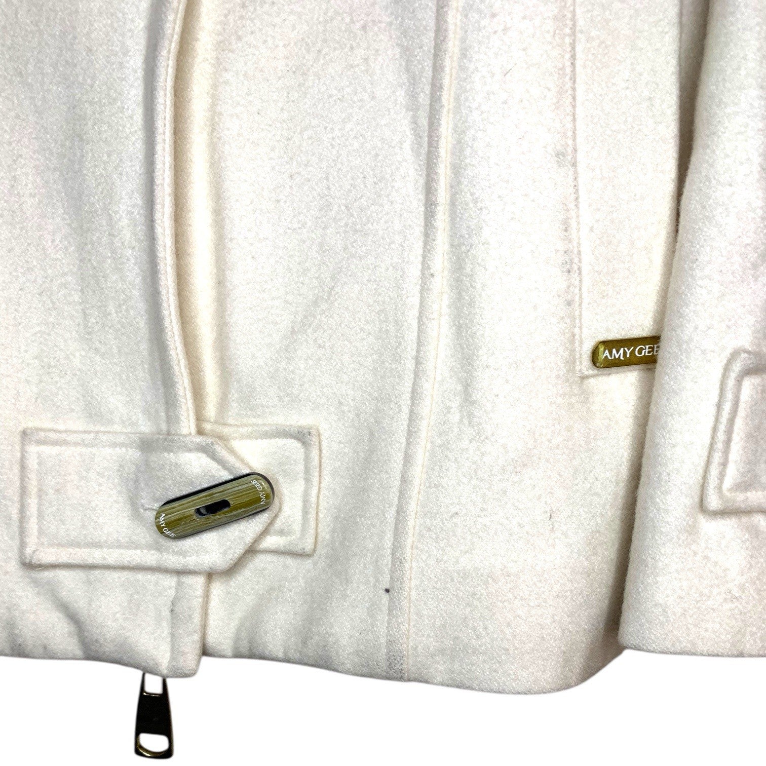 Amy Gee Ladies Duffel Coat Cream Beige Toggle Jacket Winter Warm Size 14 EU 42