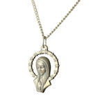 Vintage Medjugorje Virgin Mary Cross Pendant Medal Catholic Religious Necklace