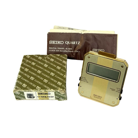 Vintage Seiko Quartz Digital Travel Alarm Clock REF. QEK203F Dual Time - Boxed