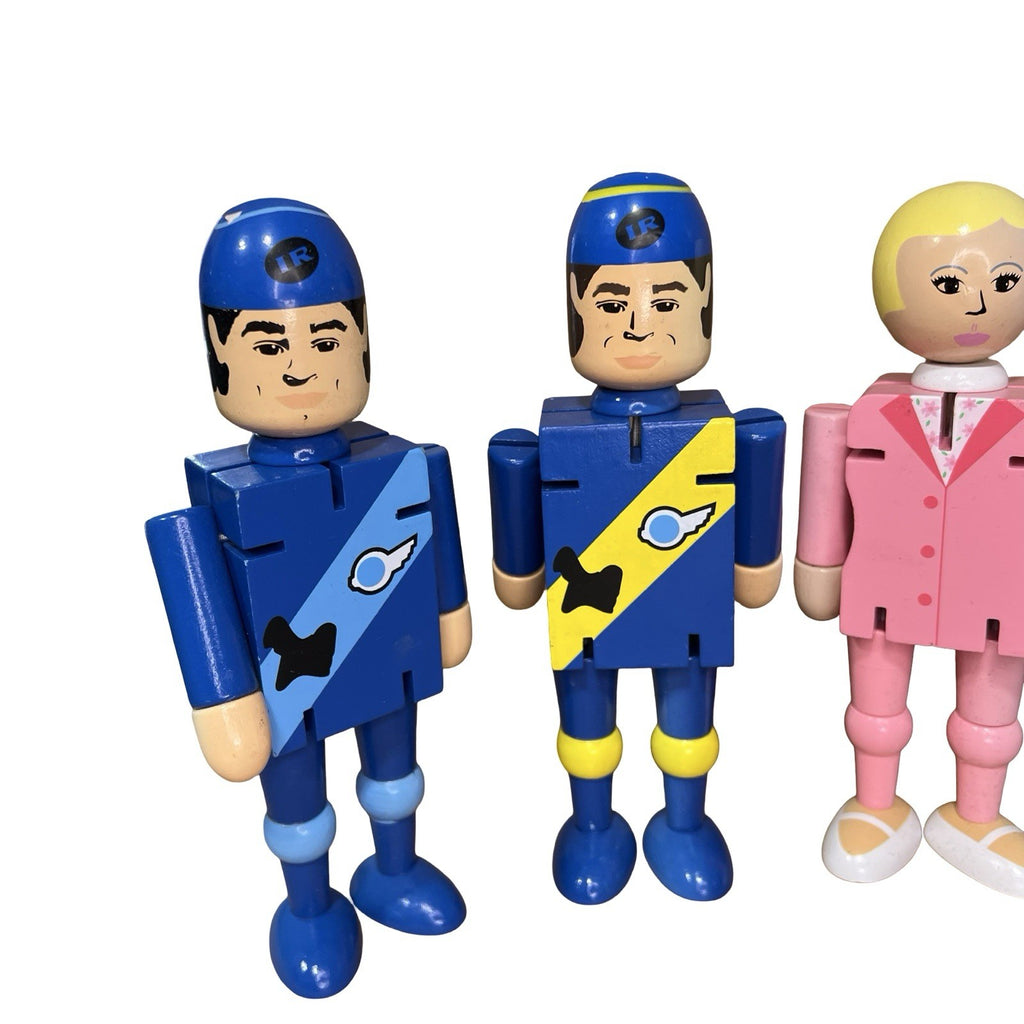 5x Thunderbirds Wooden Poseable Figures JobLot Scott Virgil Penelope Brains Hood