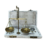 Vintage Jewellers Brass Balance Scales Weights Fitted Velvet Case